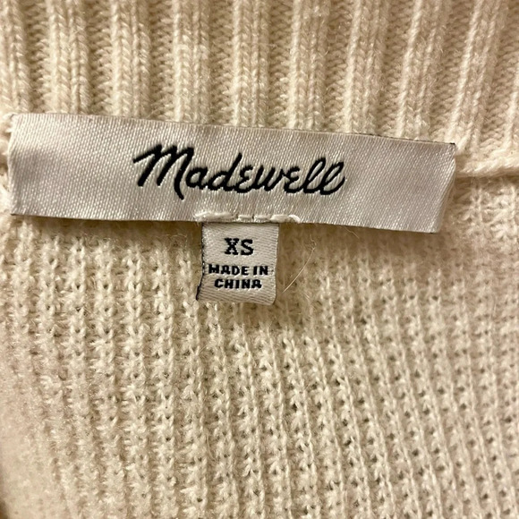 Madewell Asherton Waffle Cardigan Sweater Oversized Ivory Size XS Cozy Neutral - Picture 7 of 9
